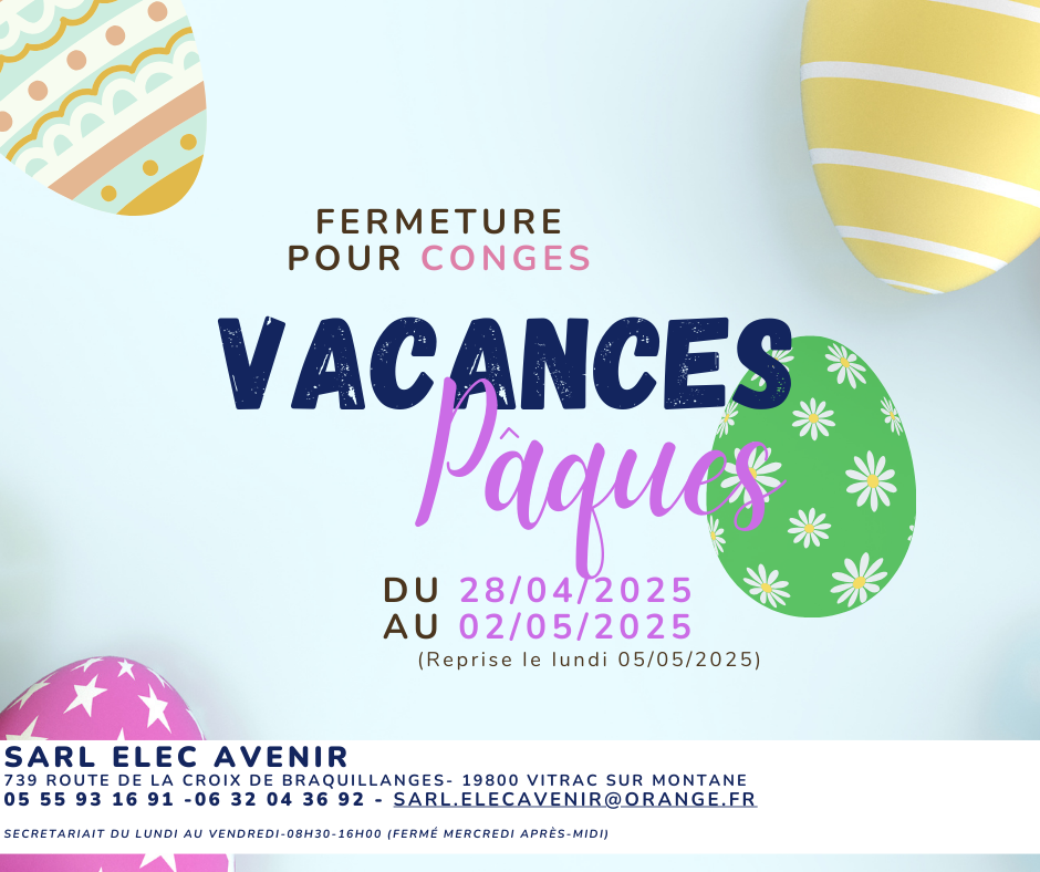 Fermeture pour Congés - Paques